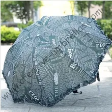 Три раза зонтики, руки открыты, зонтик, зонтик, супермини, дугу зонты, шнуровка, английская Газета дизайн, УФ Защита