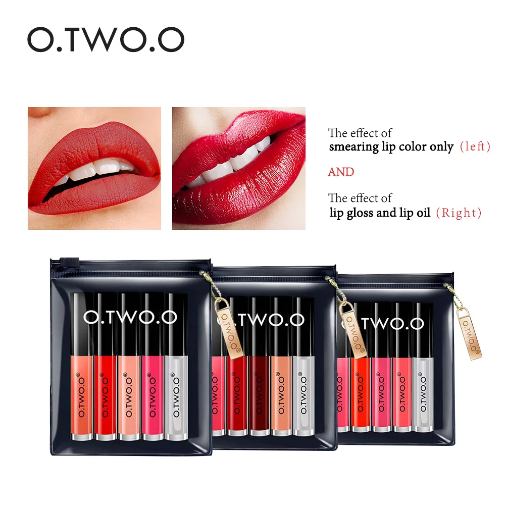 

O.TWO.O 5PCS Lip Gloss Set Velvet Liquid Lipstick Professional Makeup Matte Lipstick Lip Kit Long Lasting Cosmetics 6049