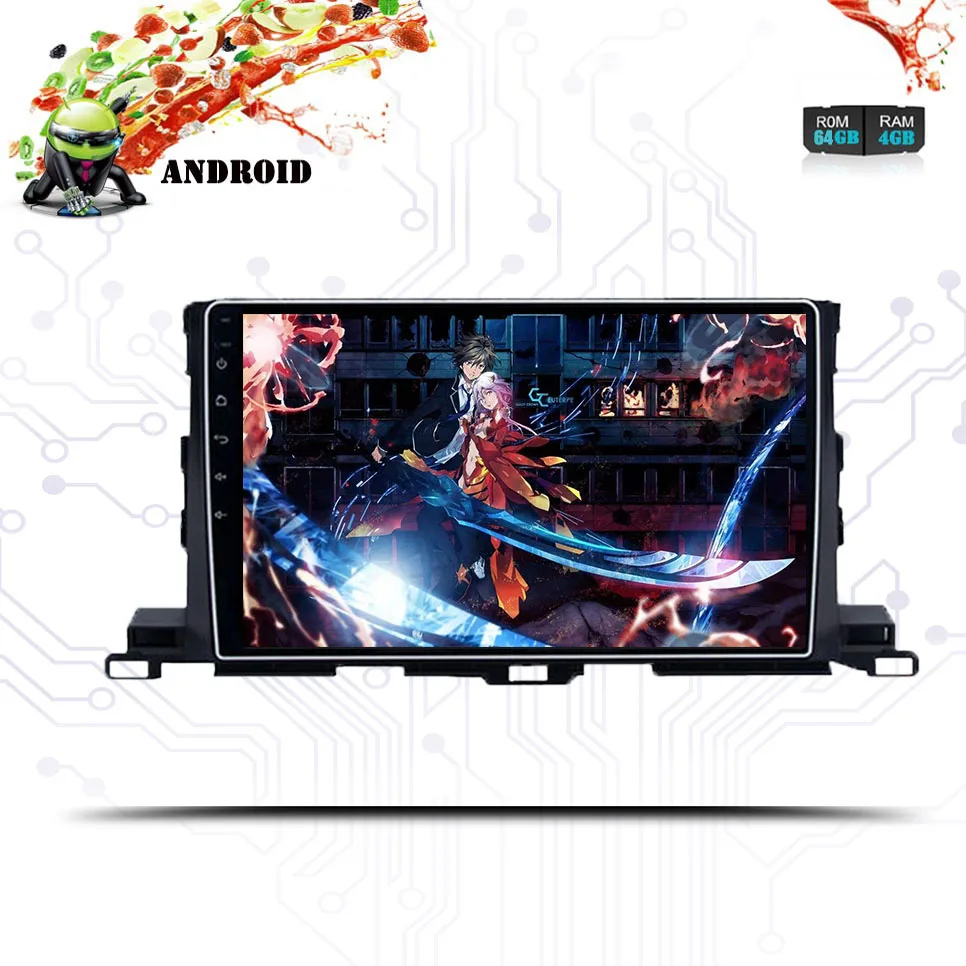 Excellent Android 9.0 Octa Core 4GB RAM 64G Car DVD GPS Navi For Toyota Highlander/XU50 Series/Kluger 2014-2018 Radio Stereo Audio Video 1