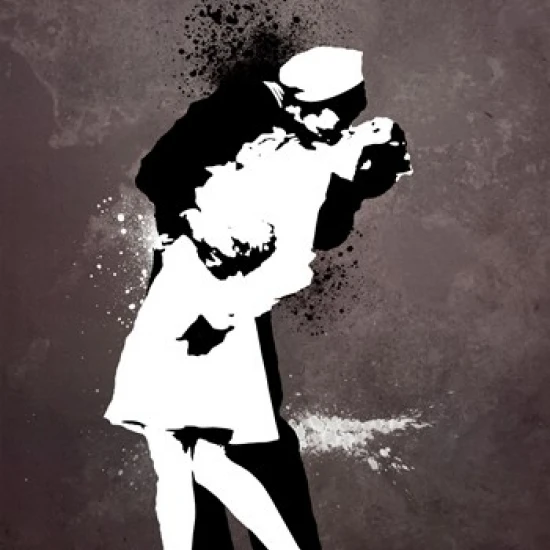 War's End Kiss - Graffiti Poster Print (24 x 36)