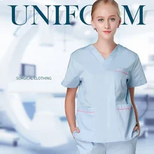 Новая коллекция! больница Красота Клиника Красоты Женщина-врач хирургической Скраб Комплект короткий рукав изоляции Спецодежда медицинская костюм медсестры рубашка Штаны