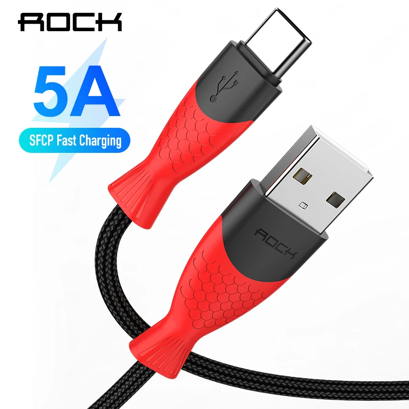 

ROCK 5A Type C Fast Charging USB C Cable Data Cord QC 4.0 For Huawei SFCP For Samsung S10 S9 S8 Plus Oneplus 6t USB-C Charger