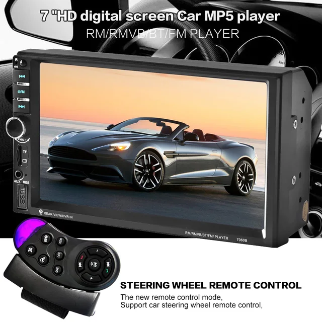 7" HD Touch Screen Car Stereo MP4 MP5 Player 2 Din Bluetooth 3.0 In