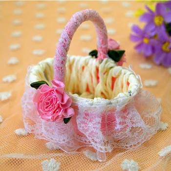 

free shipping handmade woven flower lace basket wedding sweet bags , 20 pcs/lot , by2301