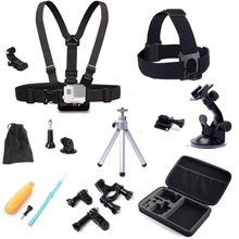 SHOOT Action Camera Accessories Kits For gopro session xiaomi yi 4k sjcam sony eken h9 bicycle clamp head chest strap monopod
