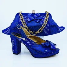 New Arrival Italian shoes With Rhinestone High Heels Fashion Bridesmaids Pumps Satin Wedding Bridal Shoes Bag