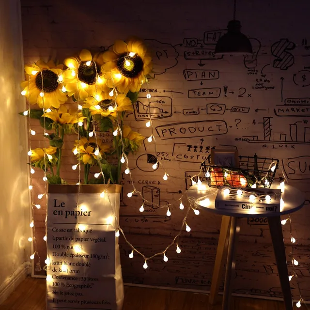 6m 20ft 40leds Ball String Light Waterproof Led Fairy Garland Warm 6m 20ft 40leds Ball String Light Waterproof Led Fairy Garland Warm White For Christmas Indoor Wedding Decoration Battery Ed