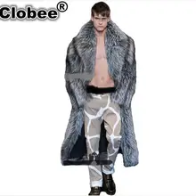 Крупногабаритные Мужчины Зимняя одежда новое поступление Роскошные Длинные из искусственного меха норки Верхняя одежда с отложным воротником теплая куртка WR664