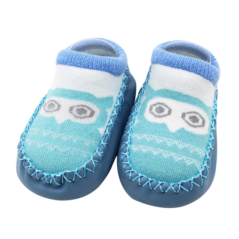 1 Pair Cartoon Shoe Socks For Baby Combed Cotton Anti Slip Floor Socks Leather Sole Towel Socks For Kids Infant Home Slippers (4)