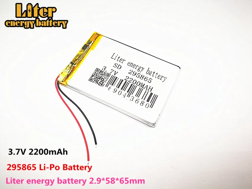 Литровая энергетическая батарея хорошего качества 3,7 в, 2200 мАч 295865 полимерная литий-ионная/литий-ионная батарея для планшетных ПК банка, gps, mp3, mp4