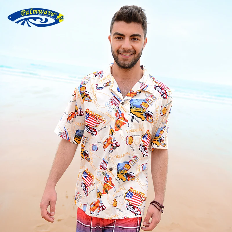 

New Fashion Hawaiian 2019 Men's 100% Cotton Short-Sleeved Hawaii Shirt Men Holiday Beach Floral Shirts US Size A857