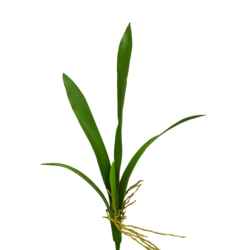 Искусственный цветок, искусственная кожа, зеленые листья орхидеи, для дома, гостиной, напольная ваза, Декоративные искусственные листья, свадебные, сделай сам, дорожное украшение - Цвет: A  6 leaf  50cm