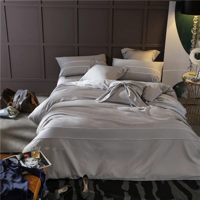 

4/5 Pcs Egypt Cotton simple style pure Bedding Set 12 colors high quality Duvet cover set Bed Sheet Pillowcases Queen King Size