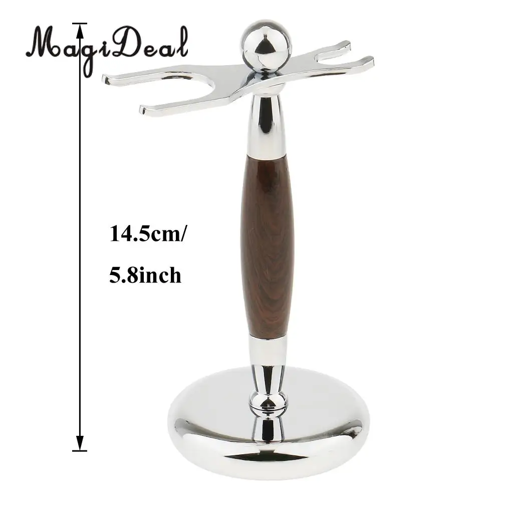 MagiDeal Men Barber Alloy Shaving Brush Safety Razor Holder Rack Stand 2 Prongs salon shaving tool Brush Holder