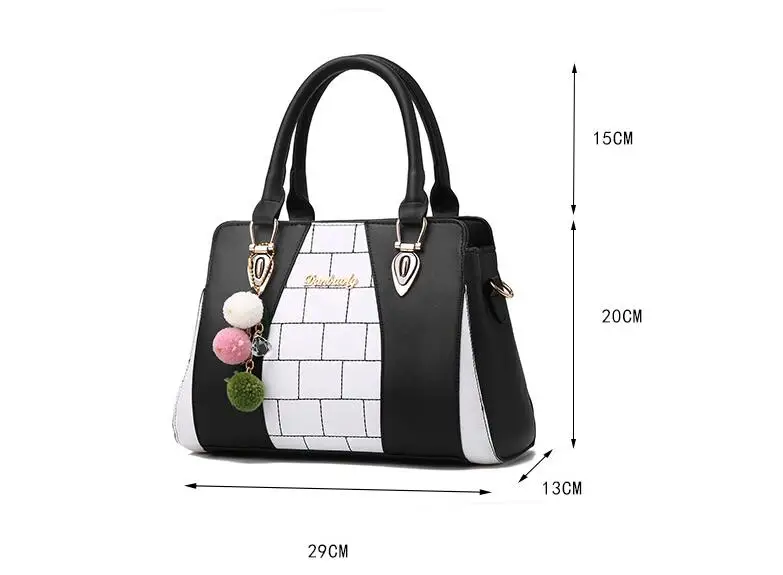 Модная женская брендовая сумка, дизайн, сумка-тоут в черно-белую полоску, женские сумки на плечо, высокое качество, кошелек из искусственной кожи, L8-46