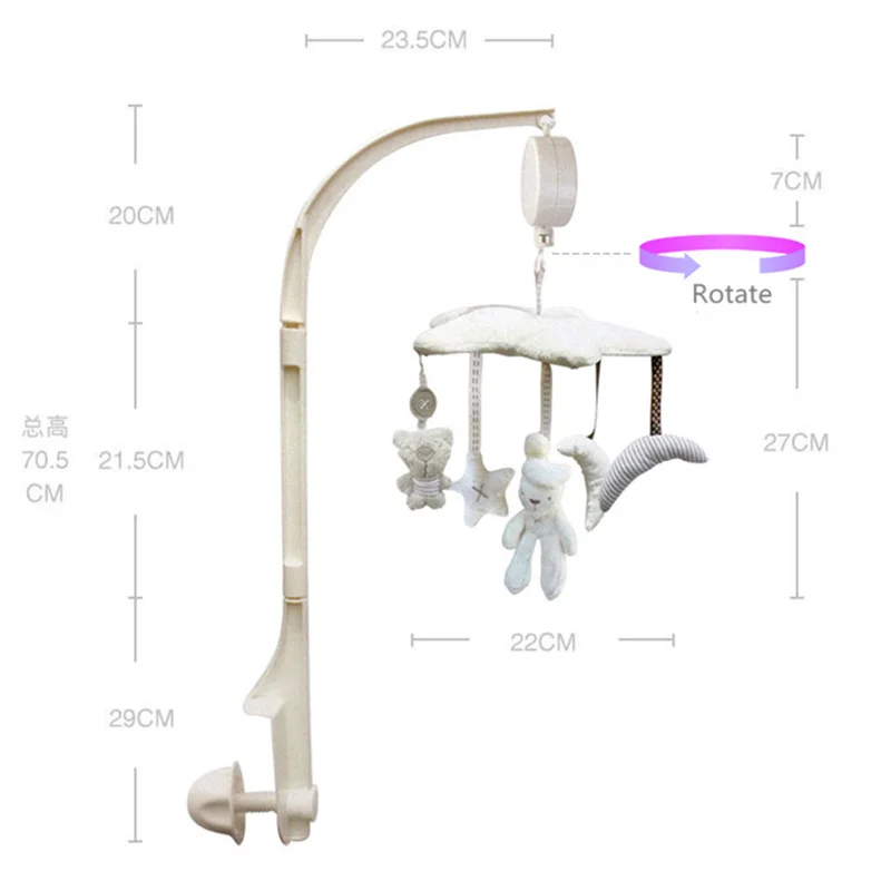 Милая музыкальная кроватка для новорожденных, передвижная кровать, колокольчик, игрушки, погремушка с Луной, звездой, музыкальная шкатулка, вращающийся кронштейн, Игрушки для раннего обучения