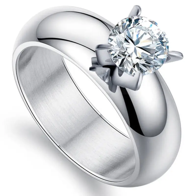 Romantic Wedding Rings For Lover Gold-Color Stainless Steel Couple Rings For Engagement Party Jewelry Wedding Bands