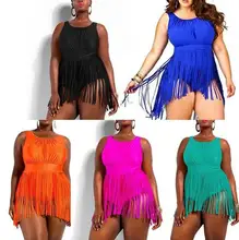 Bikini 2016 Women Plus Size Sexy Bikini Set Bathing Suit Swimwear Beach Wear Sexy Fringes High Waist Swimsuit XXXL