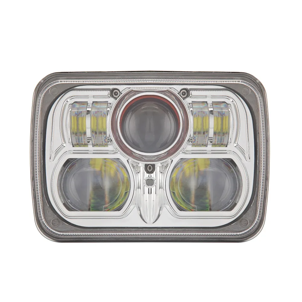 

2PCS X 54W Rectangular Sealed Beam 7x6 Headlights High/Low Beam Chrome LED Headlight Conversion 7X6 inch LED Headlight