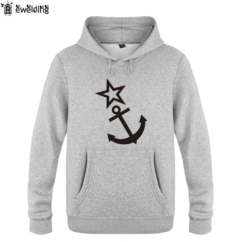 Mens Hoodies Novelty Anchor and New Stars Hoodie Men