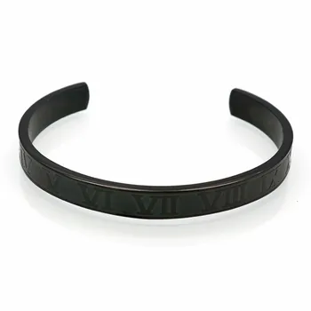 

Hot Sell Titanium Stainless Steel Bangle Roman Numerals Gold Colour Cuff Bracelets Love Letter Bracelet Men Women Open Bangles