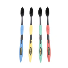 Комплект из 4 предметов Ультрамягкая зубная щетка бамбук древесный уголь Нано чистка зубов Гигиена полости рта язык скребок для ухода за зубами для домашнего хозяйства/путешествия