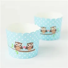 Большая голубое платье в горошек и с изображением совы украшение для торта чашки торт формочки для кексов бумажные держатели сувениры для гостей праздника