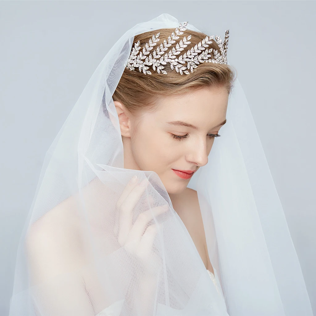 

Bridal Rhinestone Leaf Tiara Crowns Crystal Hairband Wedding Hair Costume