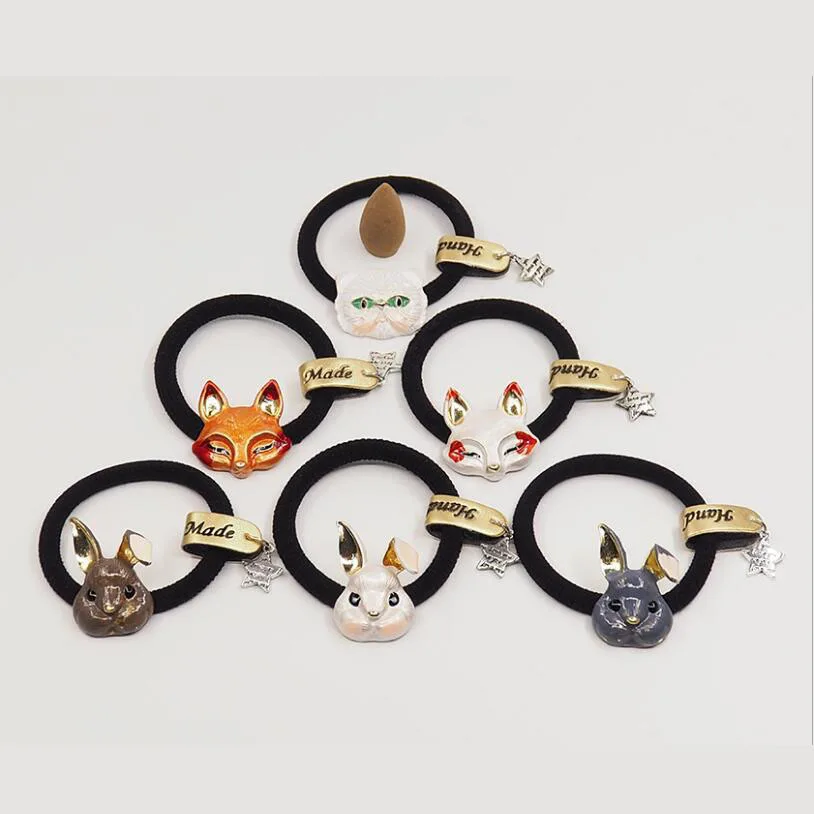 

Korean The Retro Cute Hair Ring Rabbit Children'S Metal Fox Star Cat Handmade Head Rope Girl Hair Accessories