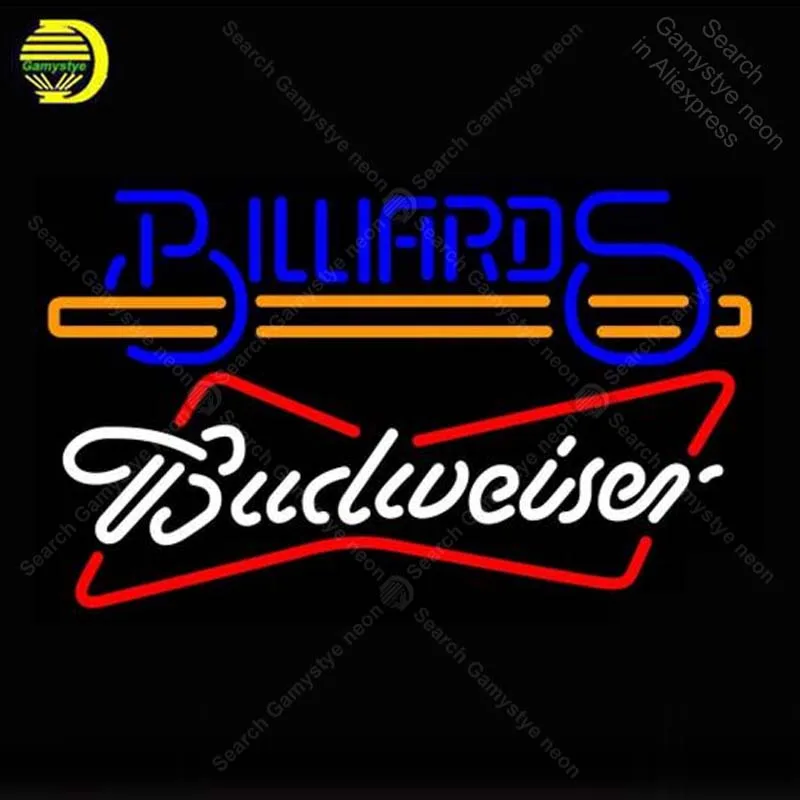 Неоновая вывеска Для Budweiser белый бильярдный текст с палочкой неоновая лампочка