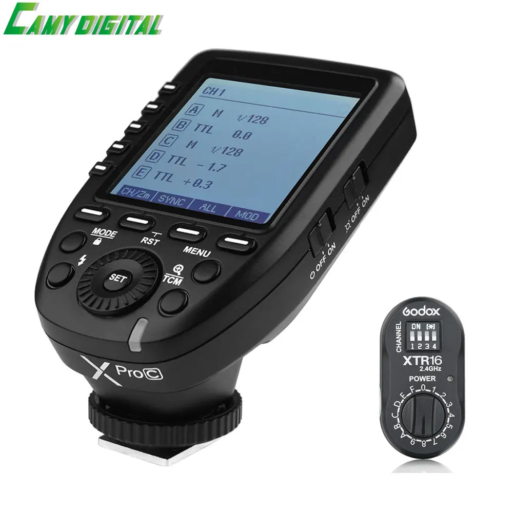 

In the Stock!Godox E-TTL II 2.4G Wireless X system HSS with Big LCD Screen Transmitter Xpro-C+ XTR-16 Receiver Kit For Canon