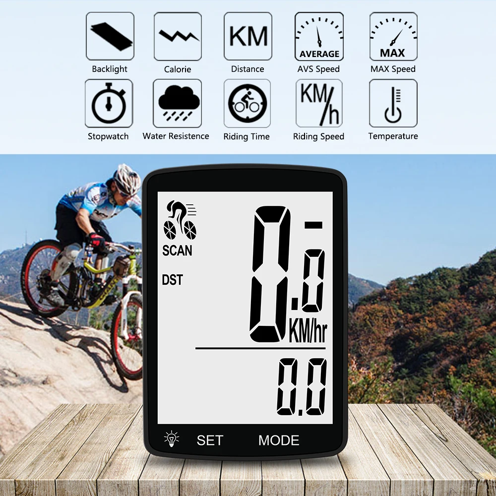 

Nellvita Wireless Bike Cycling Computer Waterproof Bicycle Speedometer Odometer with Large LCD Display