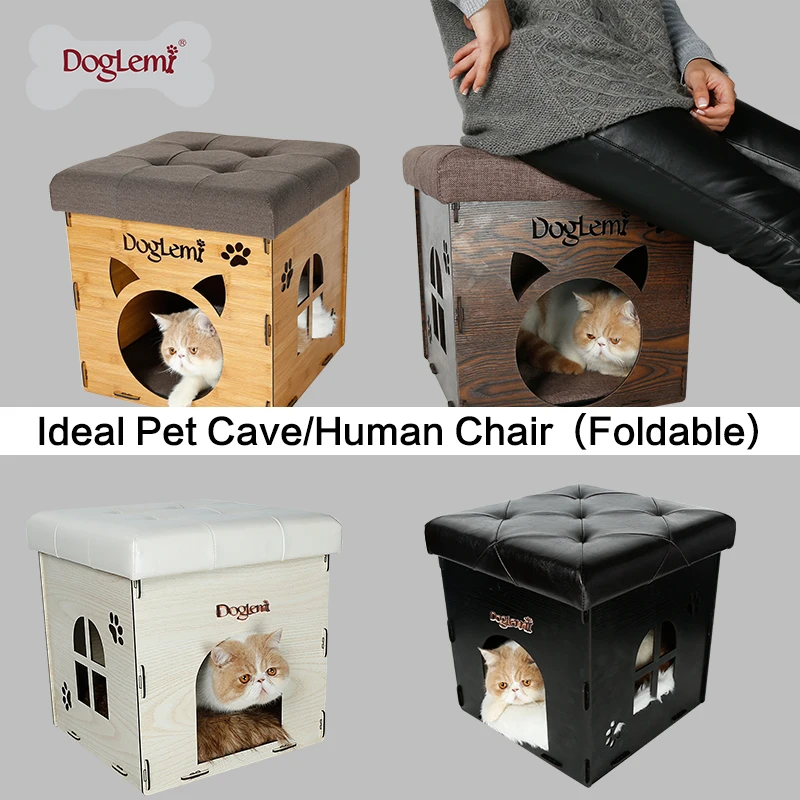 DogLemi Новый Функциональный Дизайн Природа Деревянный Pet Cat House Кейв и дом Стул DogLemi Новый Функциональный Дизайн Природа Деревянный Pet Cat House Кейв и дом Стул