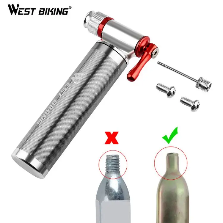 WEST BIKING велосипедные насосы CO2 Алюминиевый сплав мини портативный Schrader Presta клапан головка Карманный шин насос MTB дорожный велосипедный насос