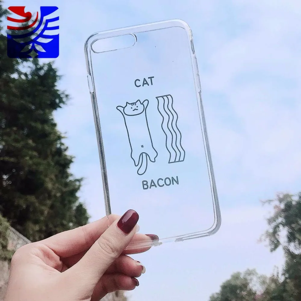 PEIPENG Simple transparent Cartoon cat phone case For iPhone 6 6s Plus X XS MAX XR 8 7 Plus lovely Protective Back Plastic Soft Cover Shockproof08
