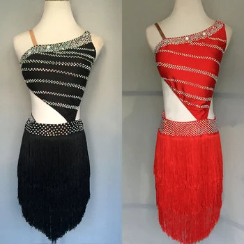 

Sexy Backless Latin Dance Dress For Women Red Rhinestone Dance Dress Singer Dancer Professional Competition Latin Dress VDB131