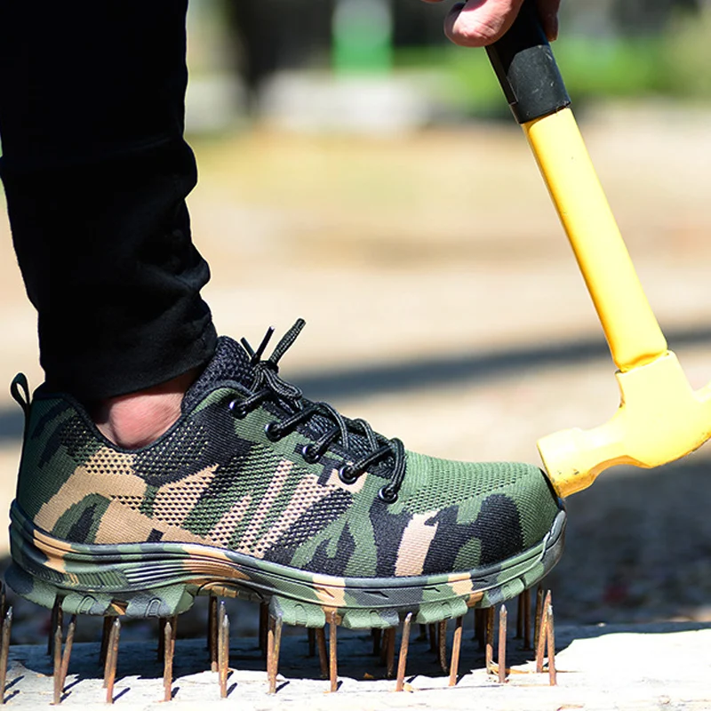 

Men's sneakers Flyknit Large size 45-46 Designer Anti-smashing Safety shoes man Anti-piercing Weaving Casual shoe