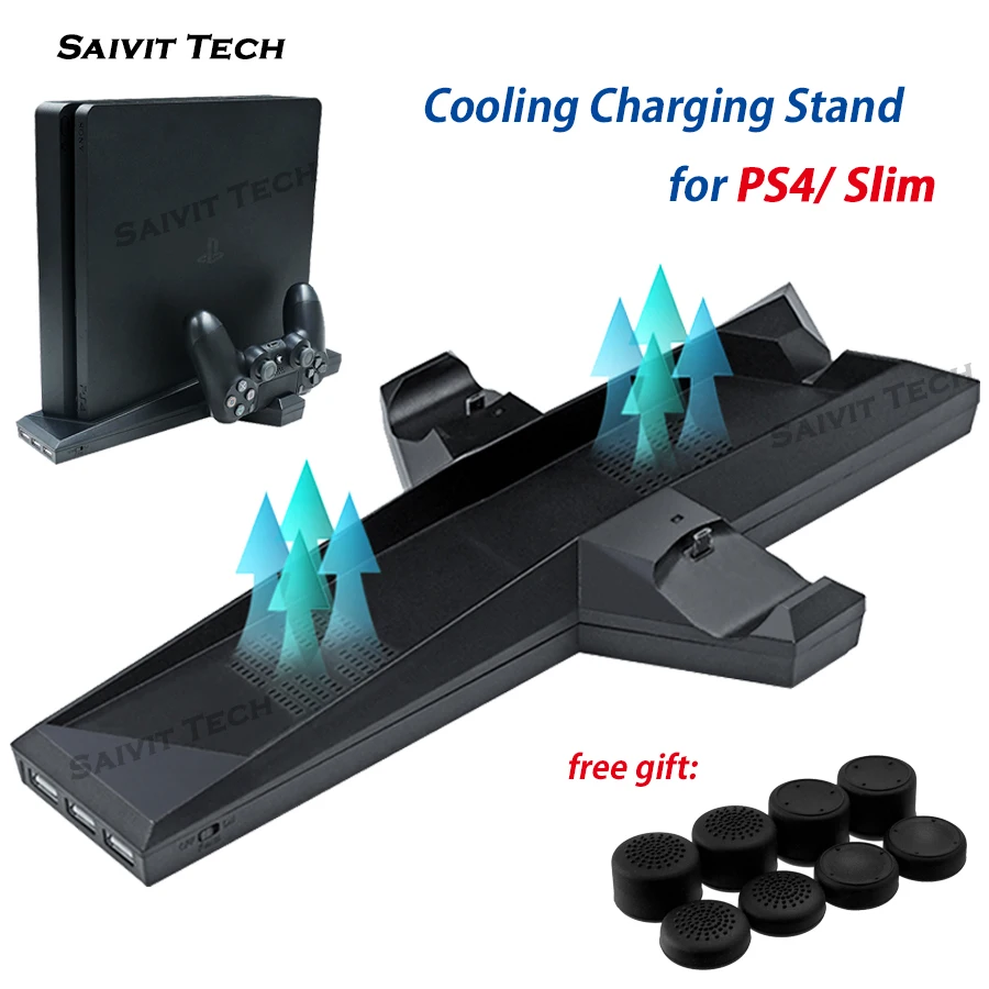 

Multifunction Support Vertical Stand for PS4 Slim PS4 Docking Station Dual Controller Charger with Cooling Fans for SONY P4&Slim