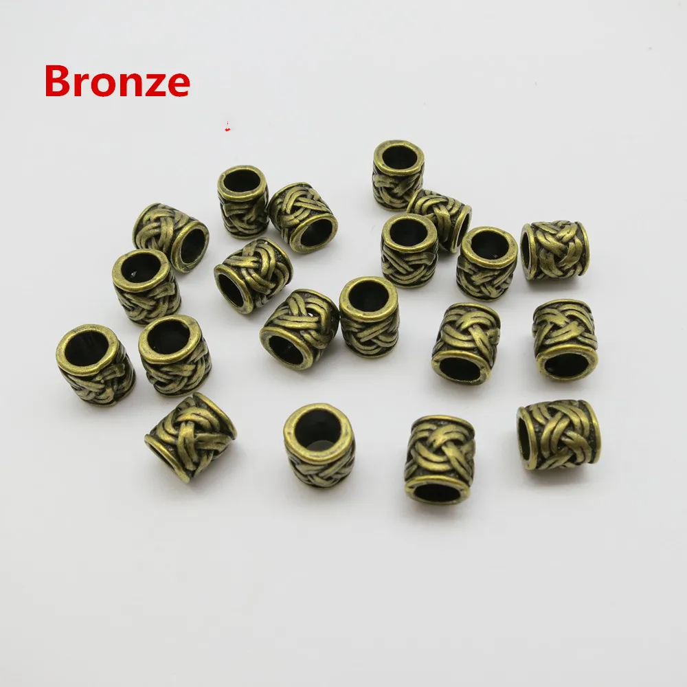 

5pcs-10pcs metal Bronze /Silver rune viking hair braid dread beard dreadlock beads rings tube accessories approx 5.2mm hole