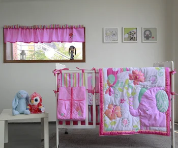 

Flower World 7 Pcs Cartoon Baby Bedding Set Baby Cradle Crib Cot Bedding Set Cunas Crib Quilt Sheet Bumper Bed Skirt Included
