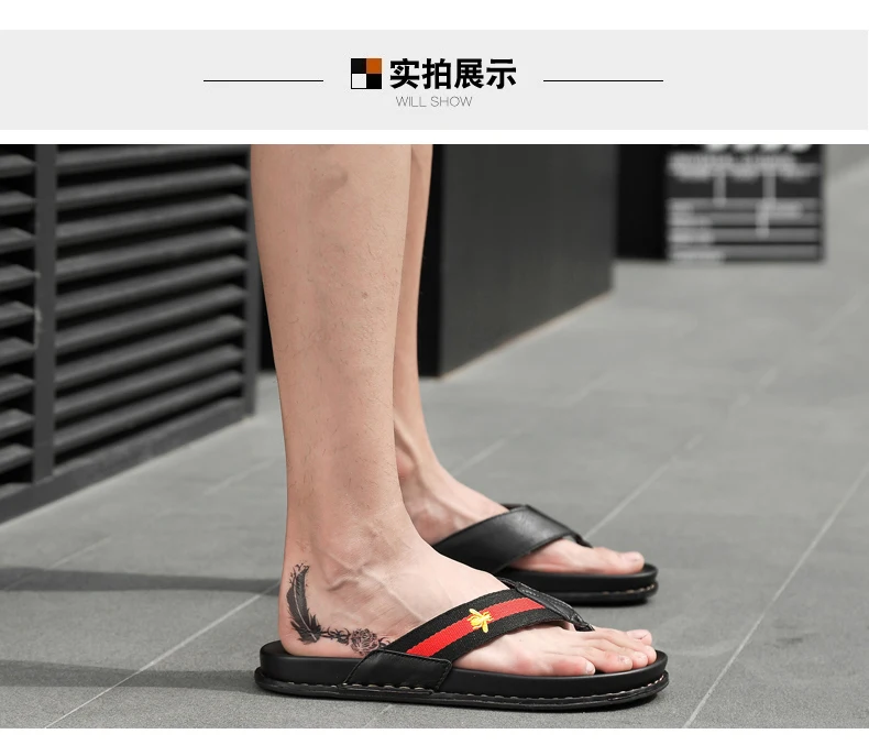 Модные пляжные шлепанцы Chanclas De Hombre классические из натуральной кожи резиновые Тапочки Черные шлепанцы Для мужчин Лидер продаж мужские вьетнамки