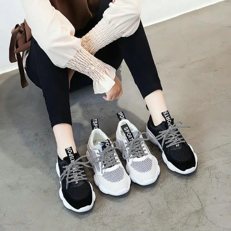 

Tleni 2019 Spring and summer stylr Korean of women's lace-up sports comfortable mesh breathable with low-top sports shoes TT-002
