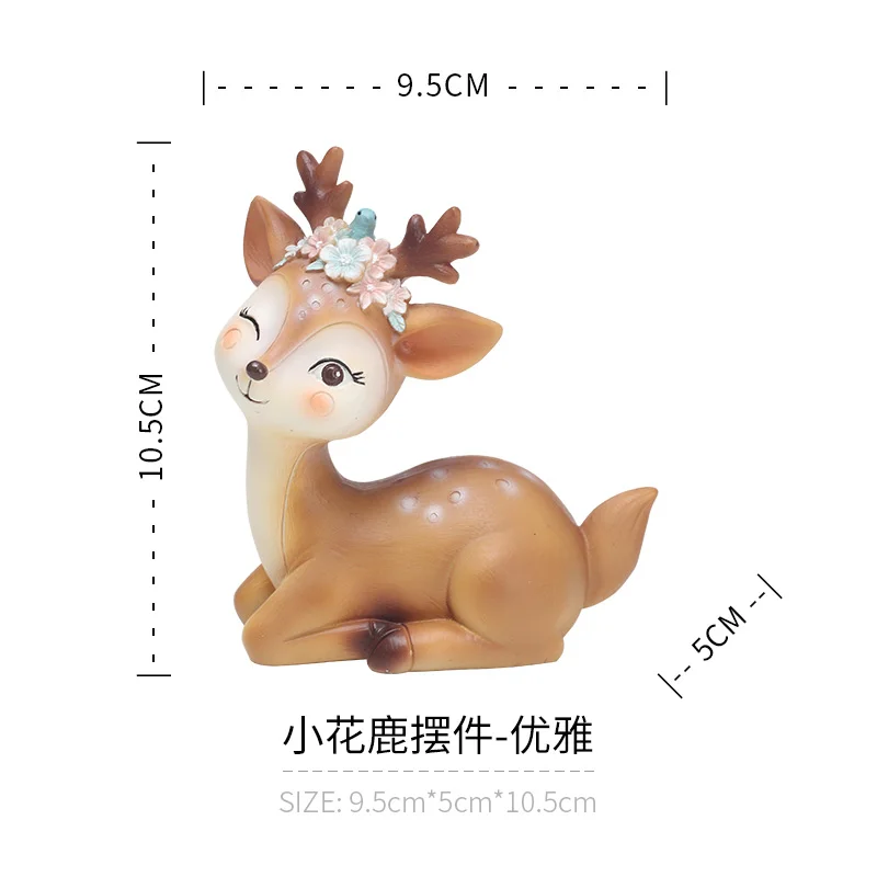 4 Piece Nordic style deer figurines desktop decoration cute cartoon animal sika deer decor gifts for birthday Valentine's Day YXYT (6)