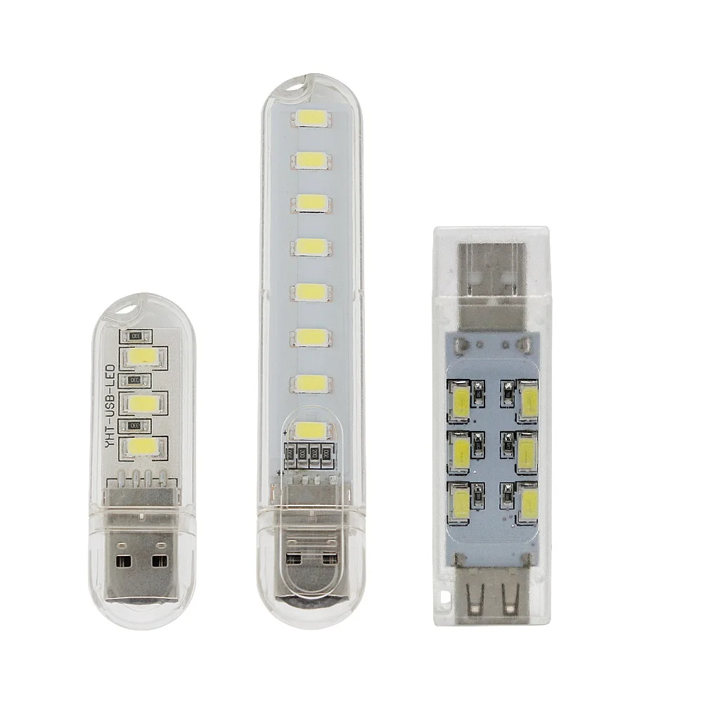 

1Pcs New Mini USB Led Lamp Book Lights 3/8/12LEDs 5730 SMD Portable Nightlight Camping Lamps for PC Laptops Mobile Power DC 5V