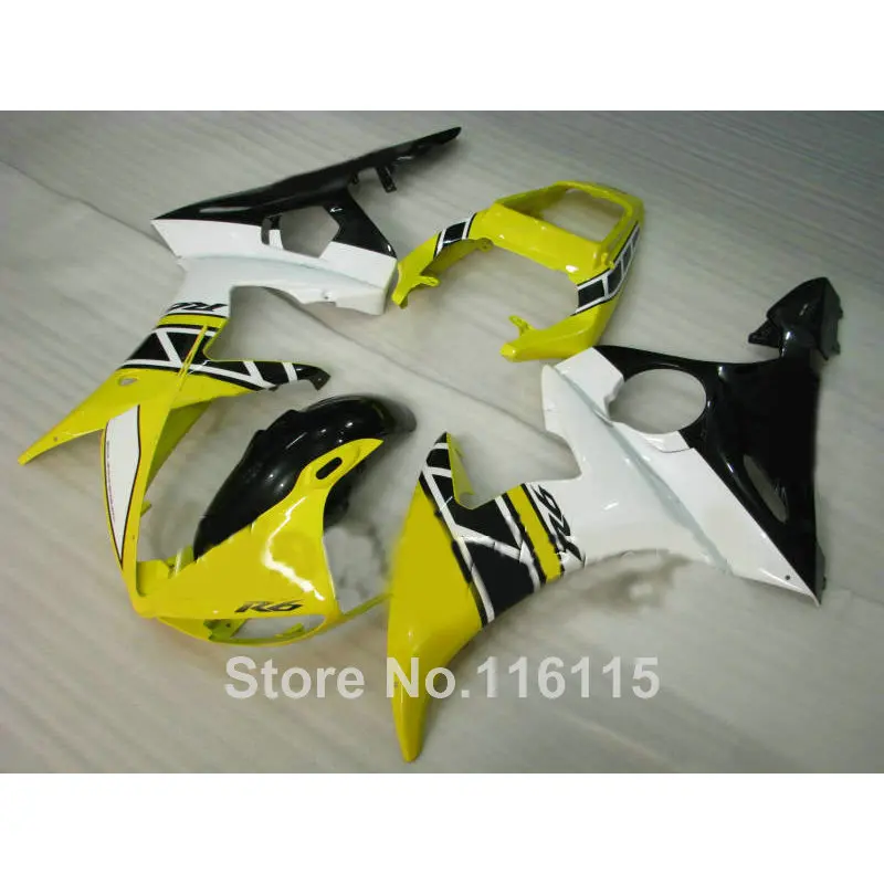MOTOMARTS ABS Полный комплект обтекателей подходит для YAMAHA R6 2003 2004 2005 черный желтый