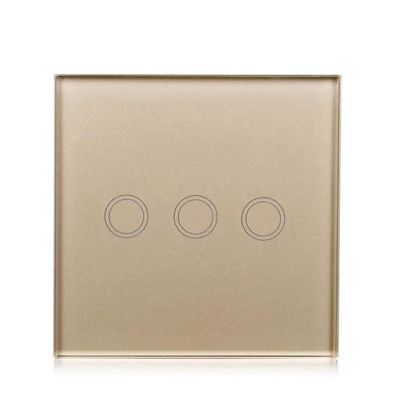 3 gang 1 way blk crystal glass panel touch sensing wall light switch, smart touch lamp switch ,touch screen switch EU