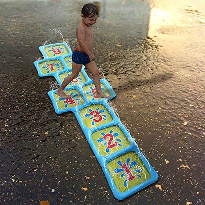 

Kids Inflatable Water Sprinkler Toy Splash Spray Hopscotch Game Mat Spouts Summer Play Mat Fun Toy for Garden Pool Beach Playing