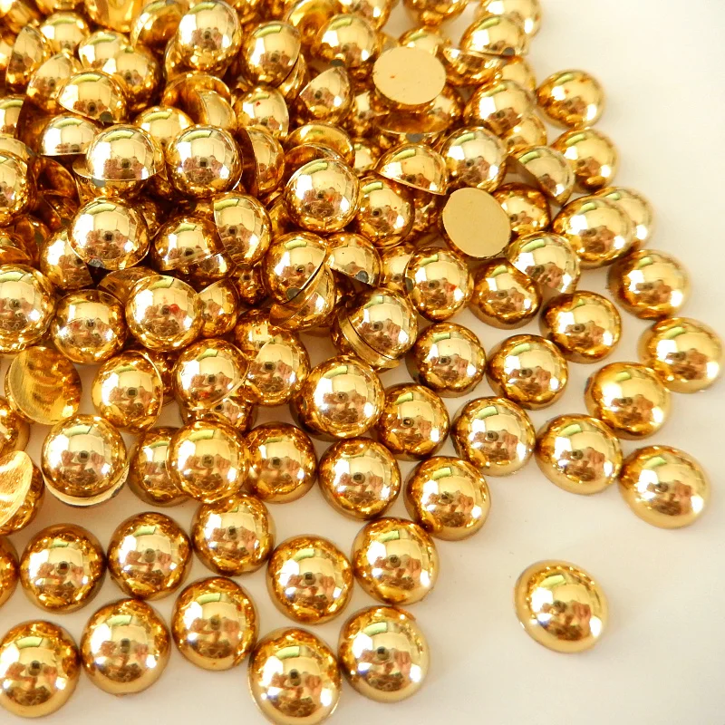 6 размеров Mine золотой цвет Aurum полукруглый жемчуг с плоской задней частью ABS Смола Имитация полукруглые Жемчужины для ногтей художественная одежда B2047