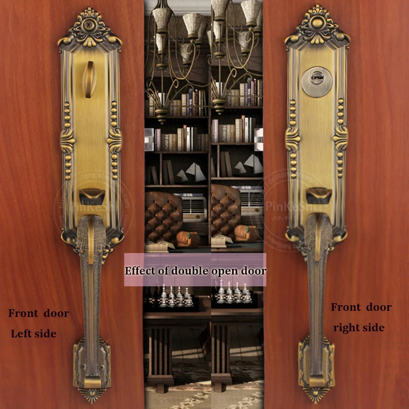 Luxury villa double door open zinc alloy door lock European antique retro door locks