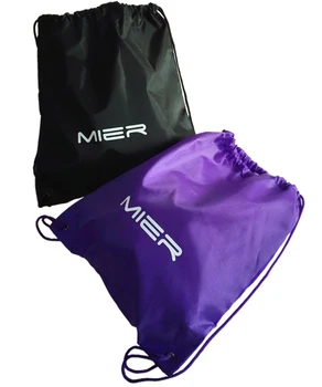 

Mier Sport Drawstring Backpack Cinch Nylon Pack Gym Travel School Kids Swim Boys Men's Bag high quality black and purple